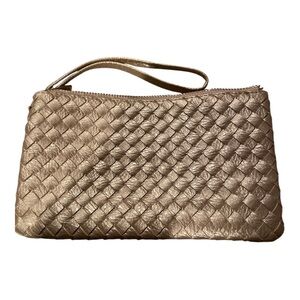 Lana Faux Leather Beige Pebbled Wristlet with Multiple compartments( zipper)